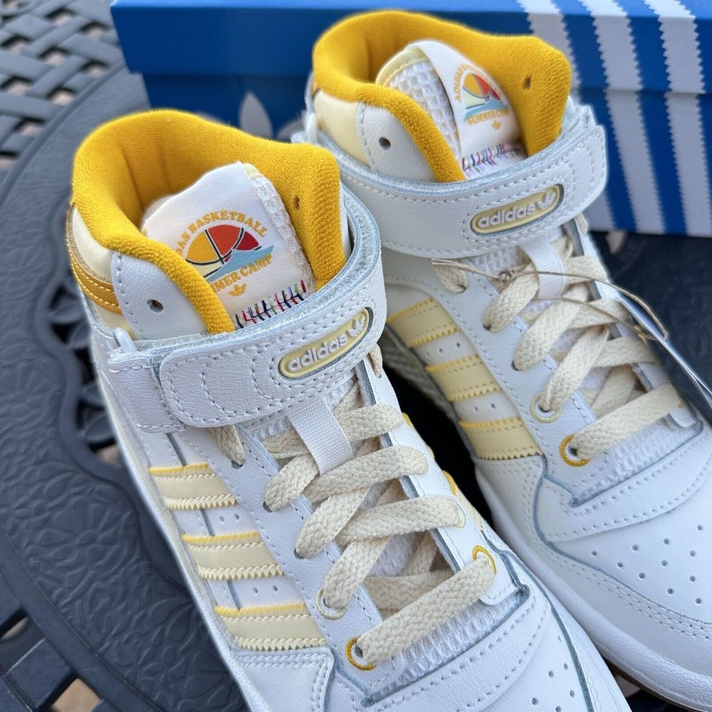 adidas Kids High-Top Sneakers in White and Yellow - Picture 15 of 16